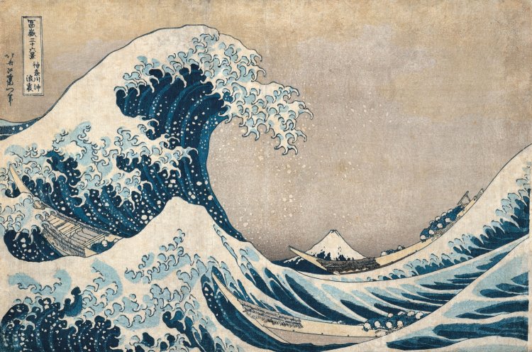 葛飾北斎《冨嶽三十六景 神奈川沖浪裏》天保2-4年（1831-33）頃 『千葉市美術館』蔵。