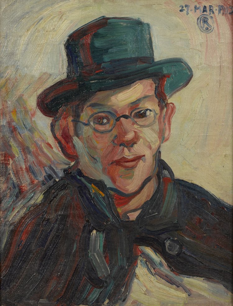 岸田劉生《外套着たる自画像》1912 年（明治45）『京都国立近代美術館』蔵。