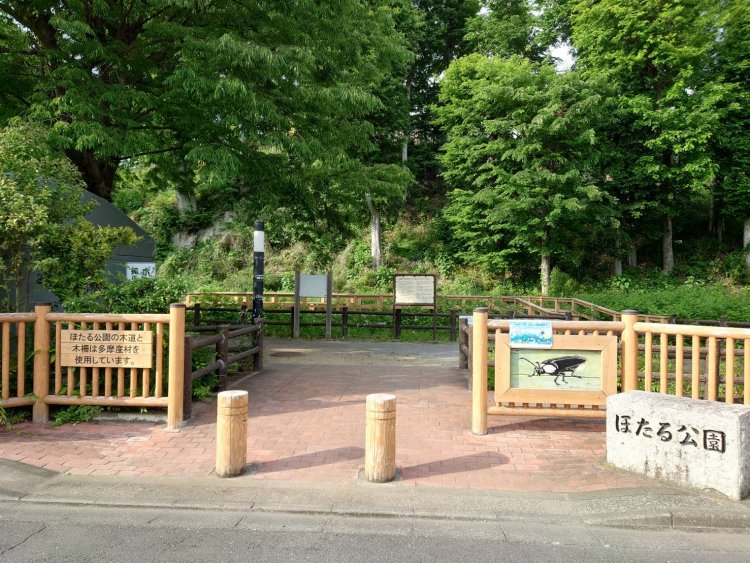 住宅地の中にあるほたる公園。小さい子供連れでも歩きやすいよう整備されている。