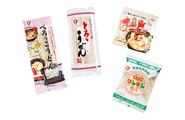 麺どころ岩手。大谷翔平選手の出身地・奥州（おうしゅう）市の小山製麺の麺は、県内で食べずに育つ人はいないといわれるシェアを誇る。きっと大谷選手も食べたであろう「ぺろっこうどん」など。