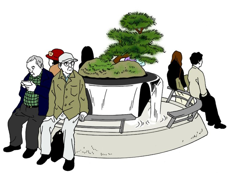 エスカレーターの根元に設置されているためパッと見は目立たないが、憩いの場である。