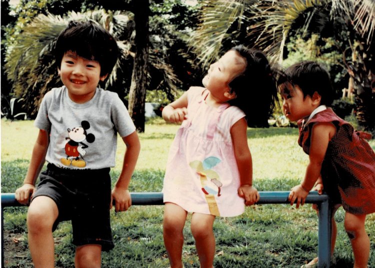 後ろに見えるのは棕櫚（しゅろ）だろうか。 公園にはさまざまな樹木が植えられていた。