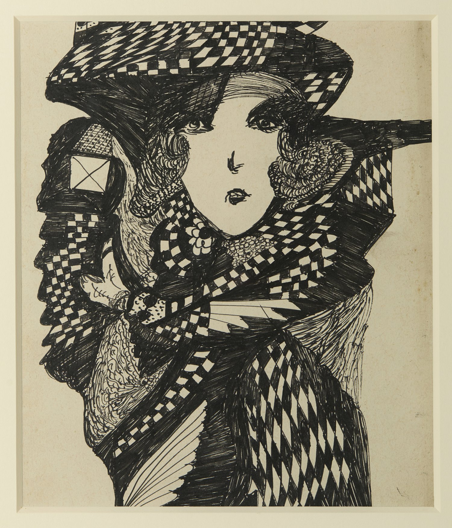 Resize1668_Madge Gill, Untitled, c.1945, Ink and crayon on paper, 19.5x23cm. Collection of Adam Whitaker. Photo by Laura Hutchinson