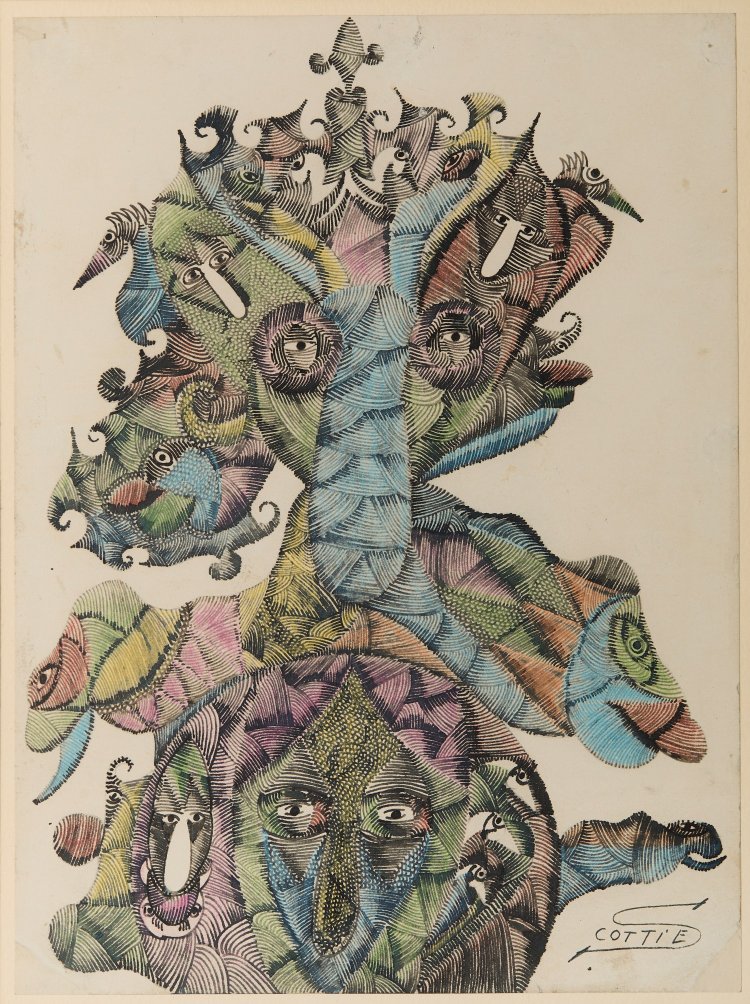 Scottie Wilson, Masquerade, 1935, Collection of Adam Whitaker. Photo by Laura Hutchinson