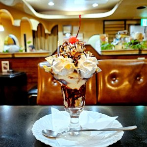 小岩駅前の昭和レトロな『喫茶 白鳥』のチョコレートパフェとナポリタンを満喫〜黒猫スイーツ散歩 小岩・新小岩編2〜