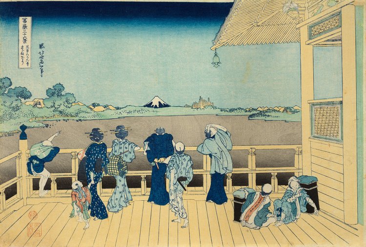 葛飾北斎「冨嶽三十六景 五百らかん寺さゞゐどう」（通期）。