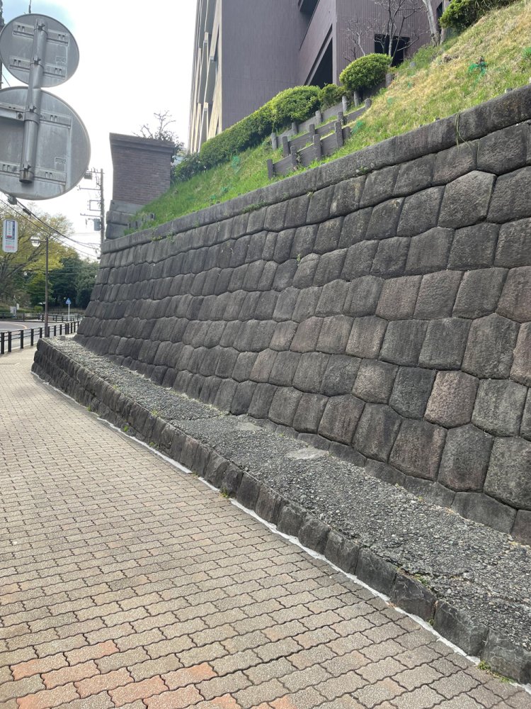 野毛坂住宅亀甲積擁壁。
