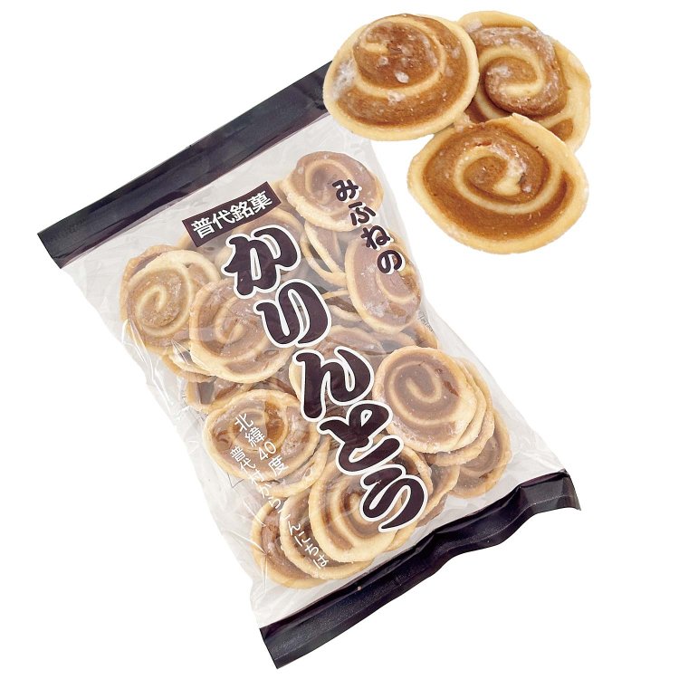 軽い食感とさっぱりした甘さ。明治26年（1893）創業、三船製菓の看板商品「みふねのうずまきかりんとう」。同様のかりんとうは県北地域の定番だ。