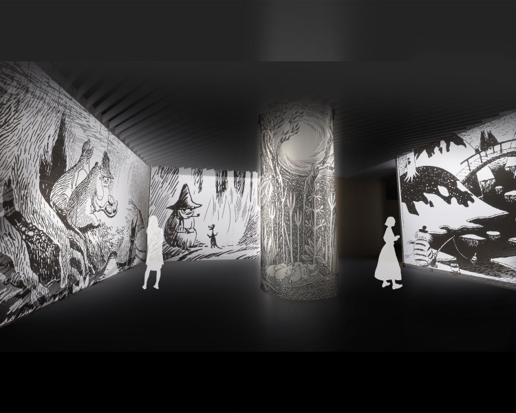 ムーミン小説の印象的な挿絵の映像演出（C）Moomin Characters（TM） ※東京会場での演出イメージ図（内容は変更となる場合あり）。