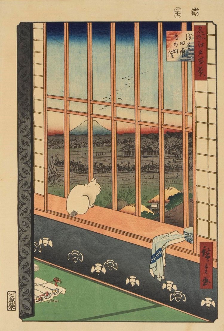 歌川広重《名所江戸百景浅草田圃の町詣》渡邊木版美術画舗。