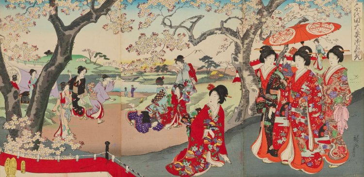 『千代田の大奥』より「千代田大奥 御花見」楊洲周延筆　明治27年（1894）　『東京国立博物館』蔵 ※会期中展示替えあり。