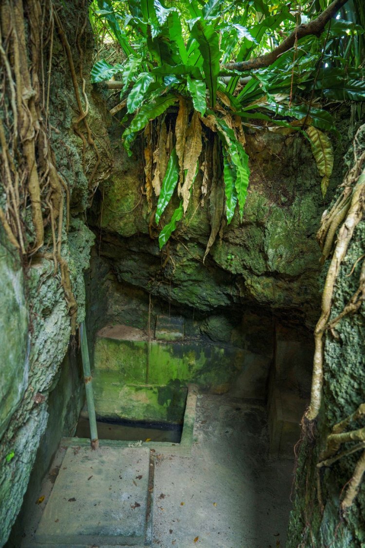 「大君口・君泊」の近くにあるカー（井戸）。沖縄では、生活を支えるカーも重要な祈りの対象だ。