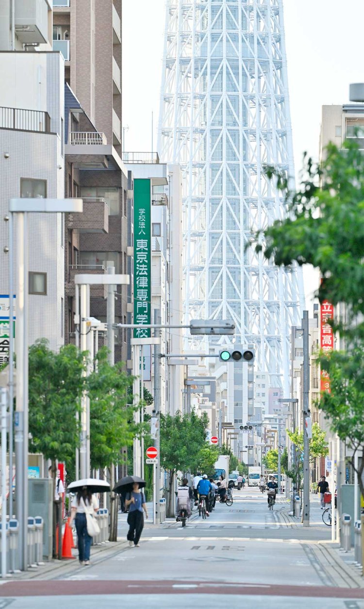 錦糸～業平を貫くタワービュー通り。