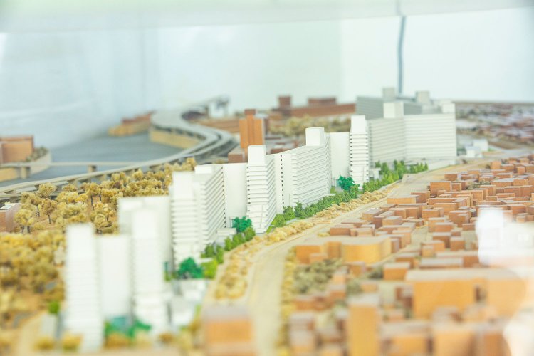 会議室にあった縮尺1/1000の模型。