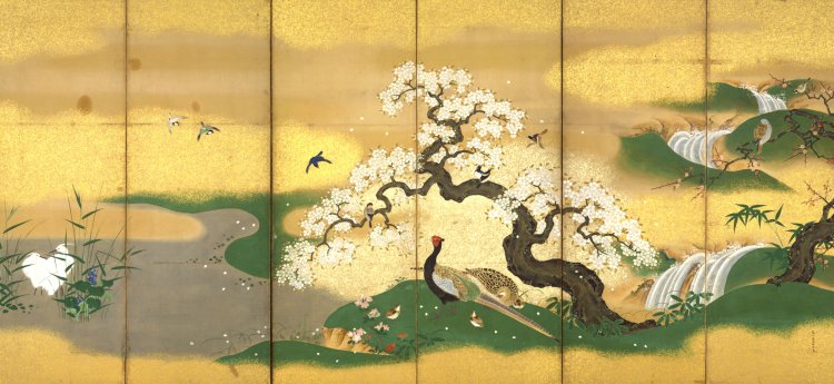 3狩野惟信_四季花鳥図屏風_右隻