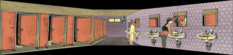 束芋《公衆便女》（スチルイメージ）2006年 ヴィデオ・インスタレーション 6分5秒 作家蔵 （C）Tabaimo. Courtesy of Gallery Koyanagi.。