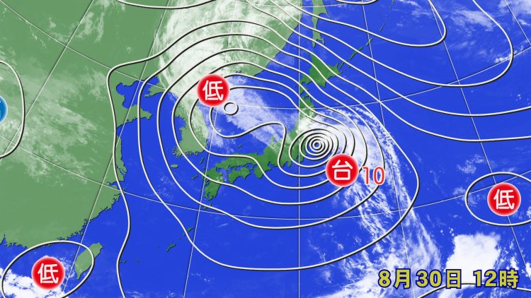 台風の接近は夏から秋に多いが……（画像＝ウェザーマップ）。