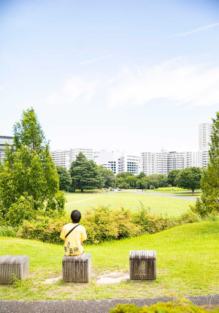 眺めのいい昭和記念公園花みどり文化センター屋上庭園。