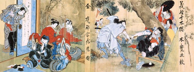 義経千本桜　加賀見山旧錦絵（横幟）［部分］　河田小龍　一張　安政4年（1857）『高知県立歴史民俗資料館』【展示期間：9月10日～10月6日】。