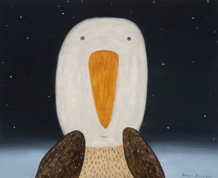 《夜のワライカワセミ》 Nocturnal Kooka 2012年 油彩、板 『ギャルリー宮脇』蔵。