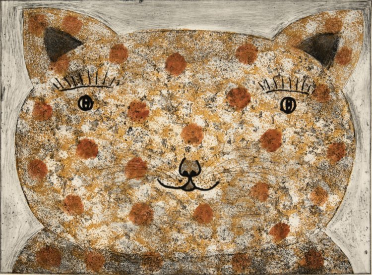 《ネコ》Cat 2006年 エッチング、アクアチント、ドライポイント、紙　個人蔵。