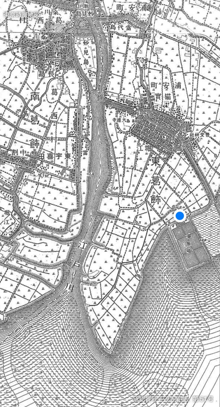「東京時層地図」（日本地図センター）より、「関東地震直前（大正5-10年）（1916−1921年）」の浦安周辺。