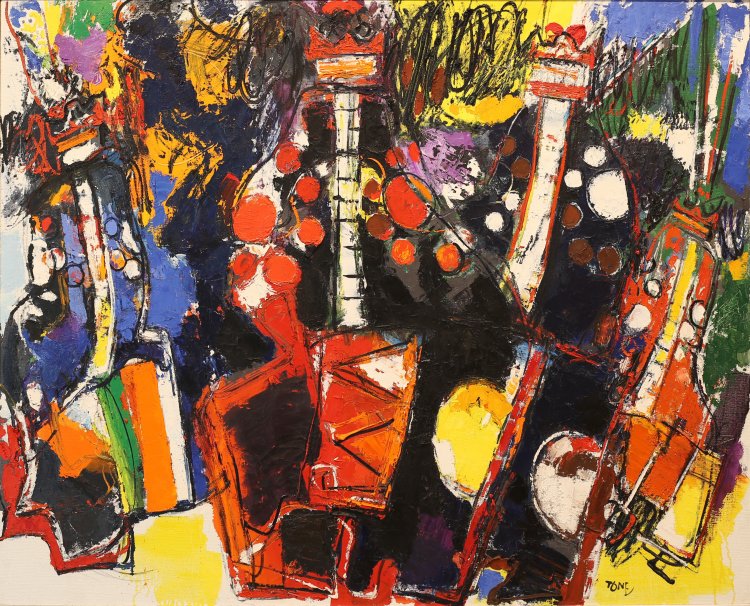 利根山光人《律動》1976年 油彩・キャンパス 『利根山光人記念美術館』蔵。