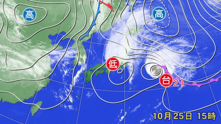 離れたところにあっても台風の影響はあなどれない（画像＝ウェザーマップ）。
