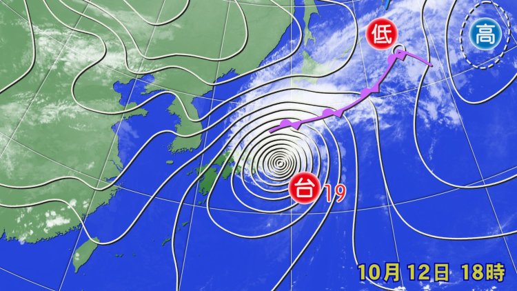 広範囲に記録的な大雨をもたらした「令和元年東日本台風」（画像＝ウェザーマップ）。