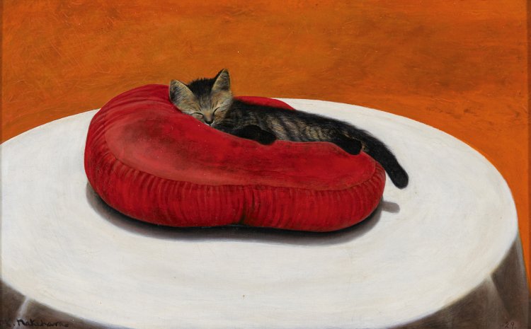 中原實《猫の子》1929年『東京都現代美術館』蔵。