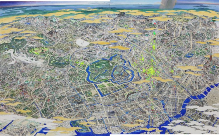 山口晃《東京圖 1・0・4輪之段》2018-25（平成30-令和7）年『山種美術館』蔵　撮影＝宮島径 （C）YAMAGUCHI Akira,Courtesy of Mizuma Art Gallery。