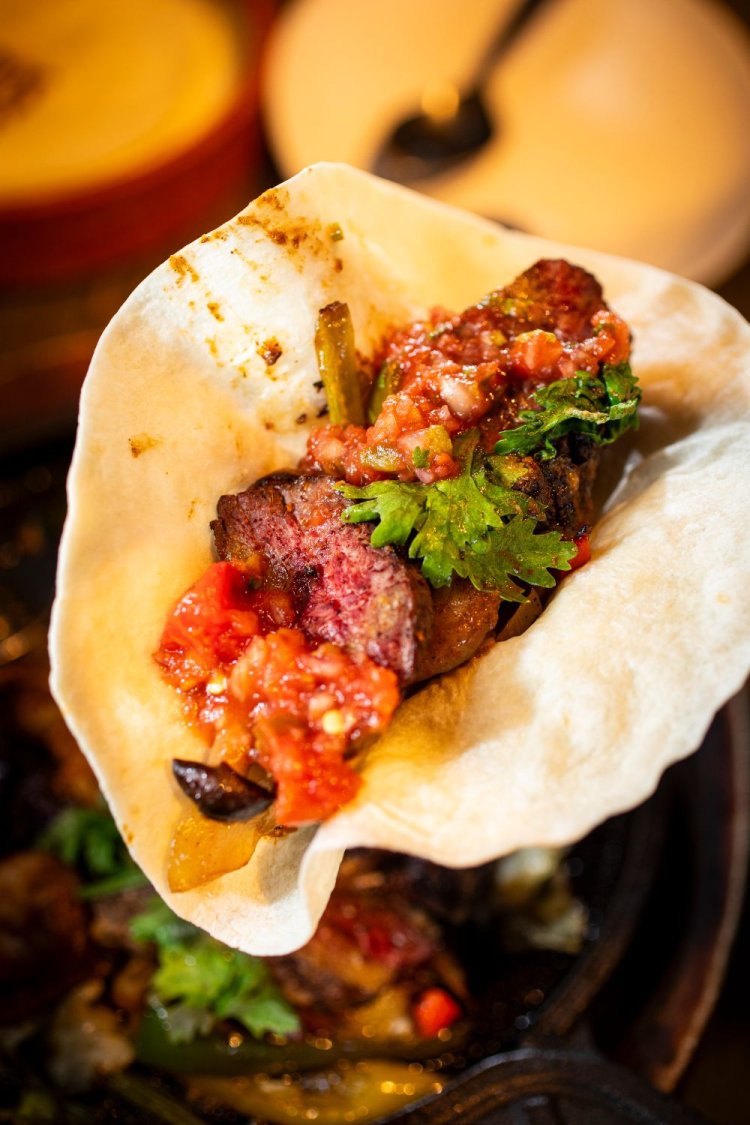 料理はサルサと一緒にトルティーヤに巻いて。