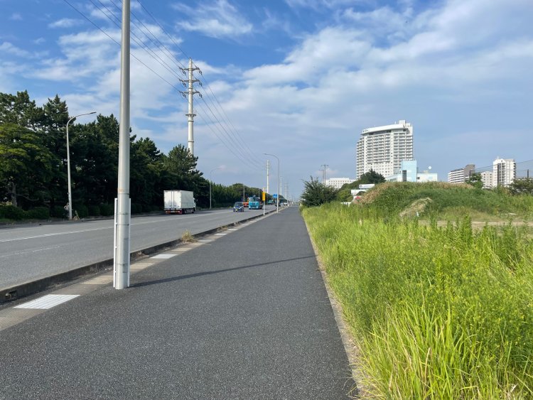 明海鉄鋼通り線。左に見えるのは『ホテルエミオン東京ベイ』。