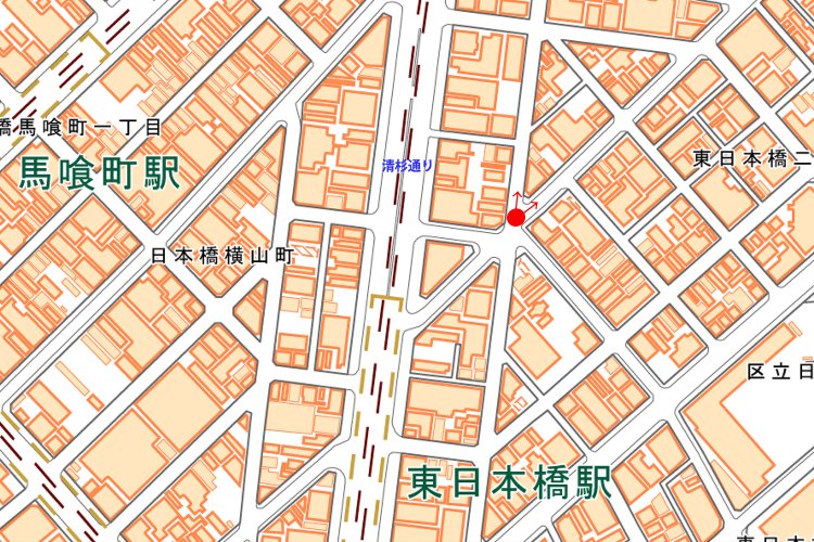 赤丸部分が撮影地点（国土地理院地図を加工）。