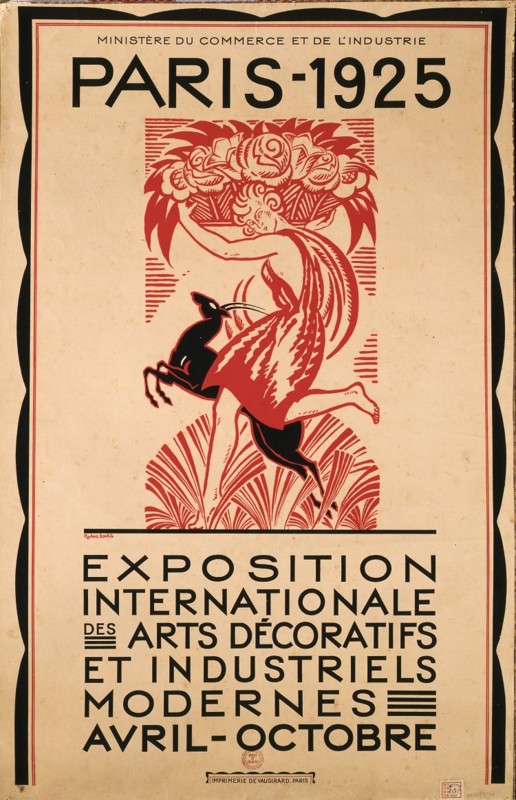 ロベール・ボンフィス ポスター「現代産業装飾芸術国際博覧会」1925年『京都工芸繊維大学美術工芸資料館』。
