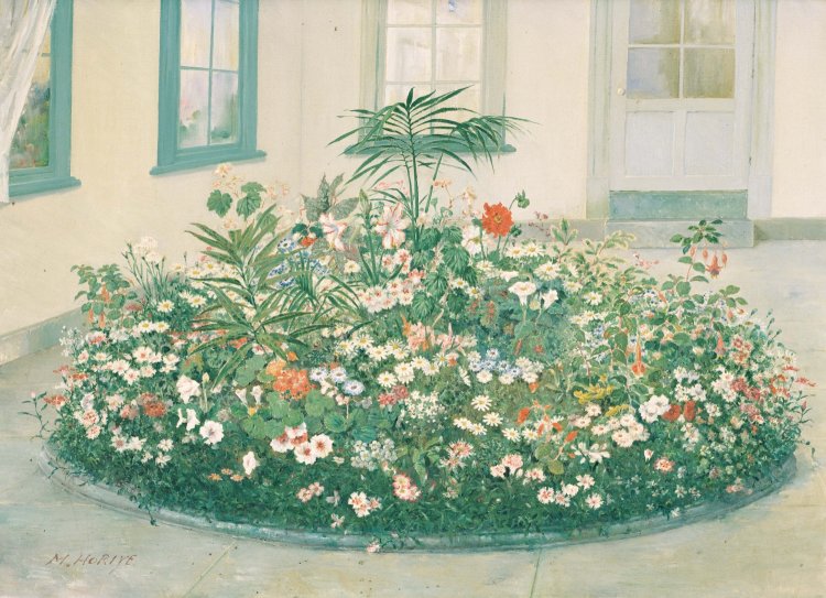 堀江正章《室内草花図》明治45年(1912)　東京藝術大学蔵。