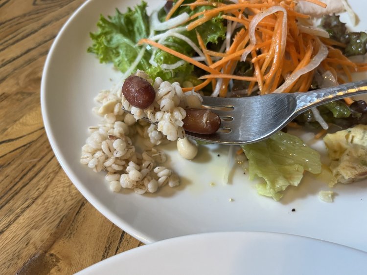 オリーブオイルとビネガーで和えた、ゆでた大麦とツナと豆のサラダが気に入った。