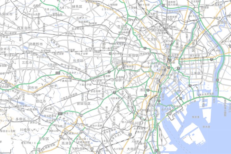 国土地理院地図の淡色地図。