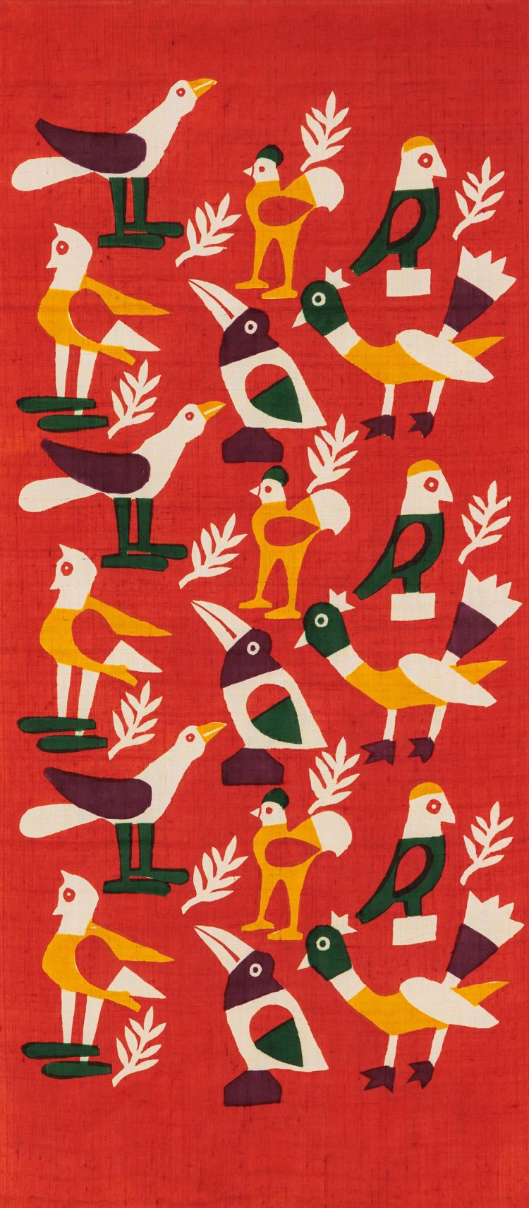 《小鳥》1992年 型染、紬 『坂本善三美術館』蔵。