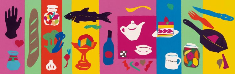 《「DEAN & DELUCA」カフェのための作品原画》2021年 コラージュ、紙 ディーン＆デルーカ蔵 撮影＝奥田正治。