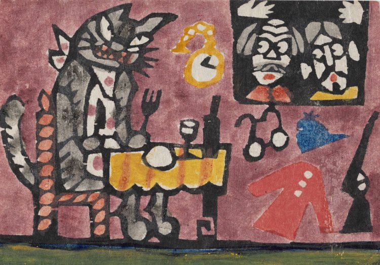 《『注文の多い料理店』絵葉書型染原画》1975年頃 型染・顔料、紙 光原社蔵 撮影＝いわねだいすけ。