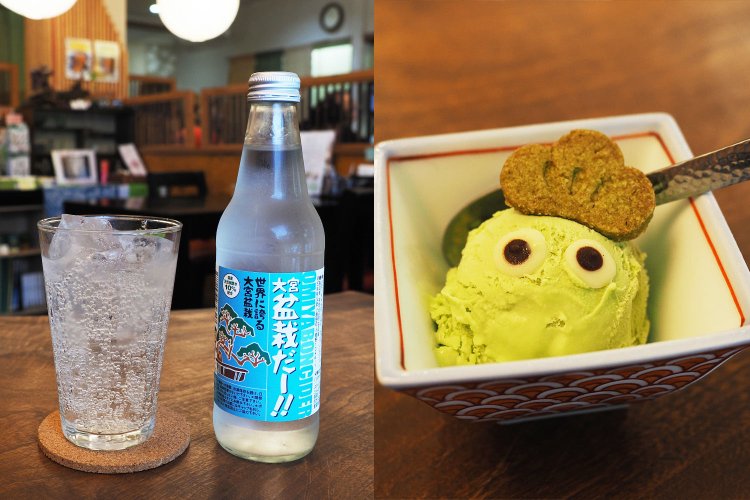 「大宮盆栽だー！！」サイダーと、食後のアイスもついて大満足。