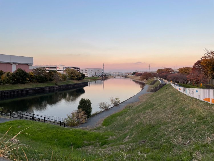 新芝川。芝川水門が設置されている新芝川も、洪水被害に対する治水事業として開削されたものだ。