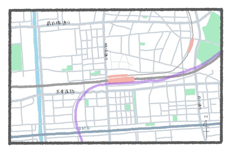 越中島支線の線路を追記。