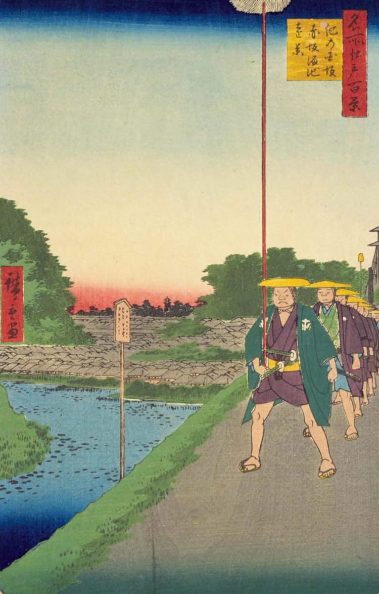 歌川広重『名所江戸百景 紀の国坂赤坂溜池遠景』。