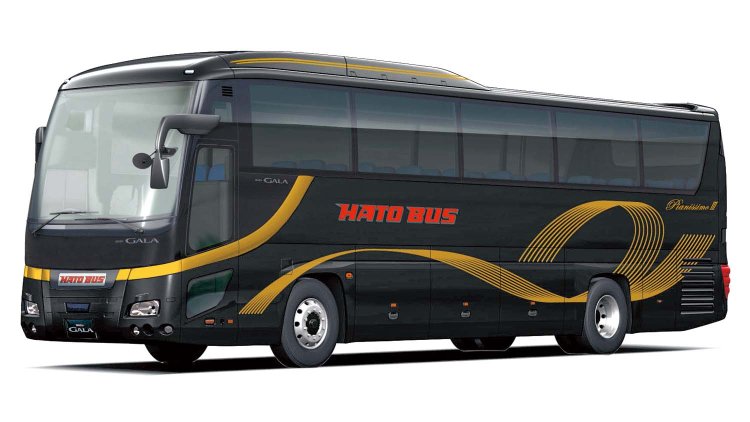 黒い貴賓席バス「ピアニシモⅢ」。