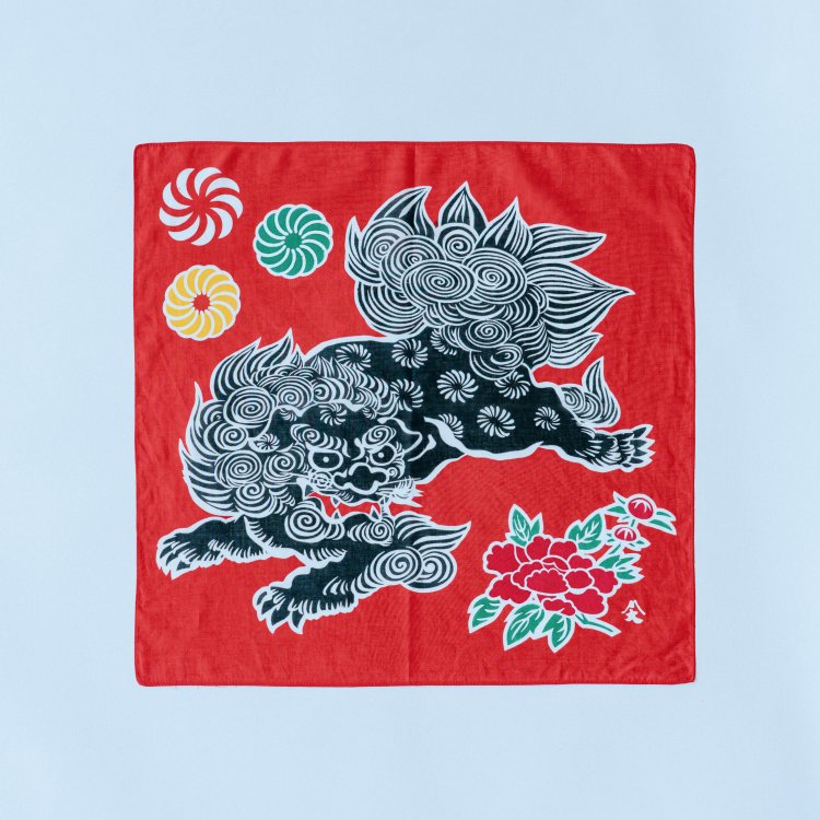 香川 Kagawa_大川原染色本舗（獅子舞ゆたんハンカチ 唐獅子）。