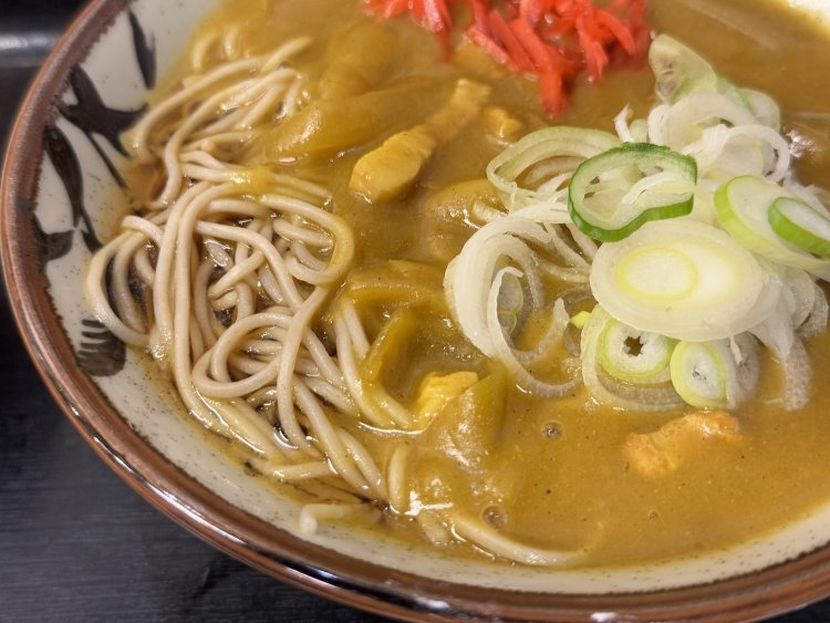 カレーが混ざる前にツユを楽しもう。