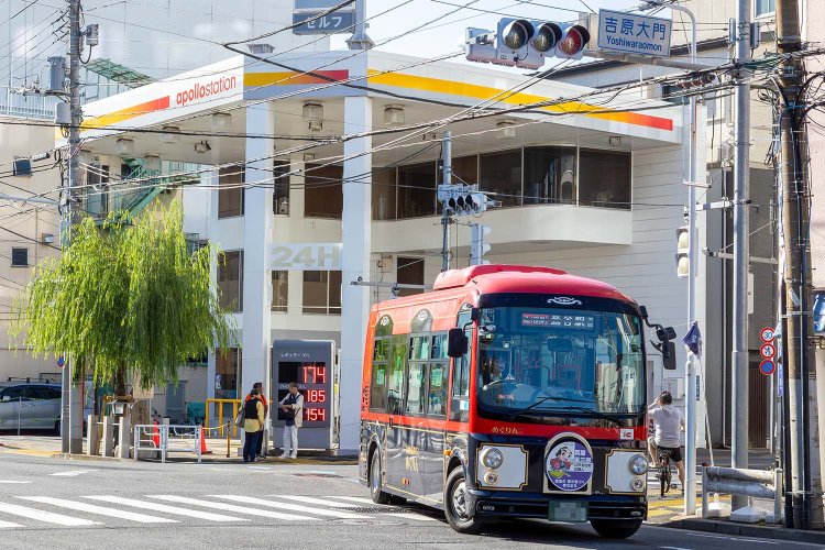 吉原大門交差点と見返り柳。