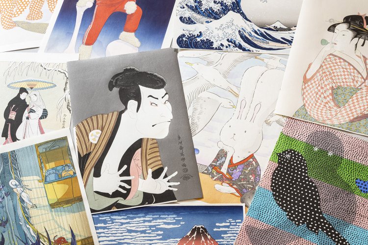 復刻版と並ぶのは、AtsushiKaga、グレン・ゴールドバーグ、ヴィクト・ンガイなどの現代浮世絵。